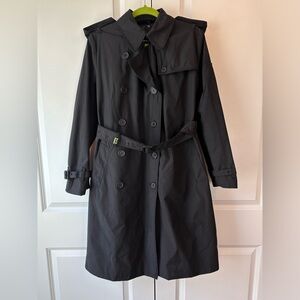 Norma Kamali Lightweight Double Breasted Trench Coat Black (Size L)